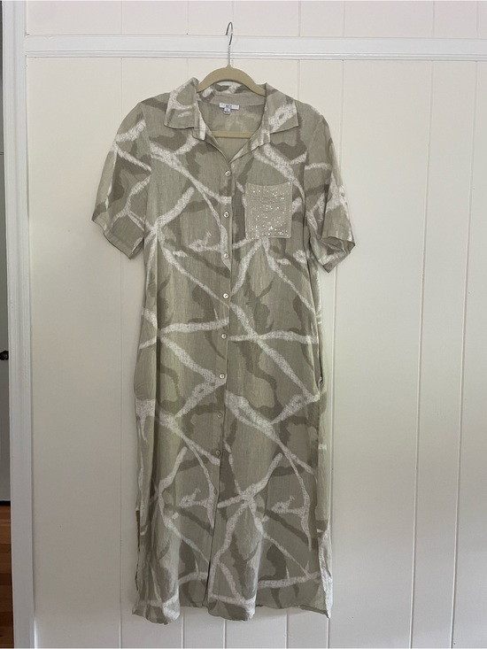 Kaktus Dresses & Skirts - Kaktus Linen Graphic Print Shirt Dress